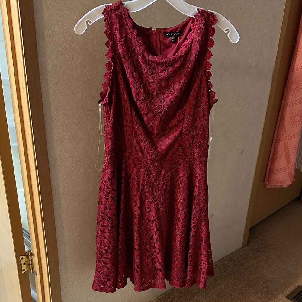 As U Wish Burgundy Lace Mini Dress